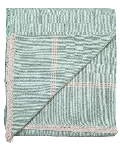Image of 100% Cotton Soft Beautiful 3D Chek Single Bed Size Skin Friendly Summer Blanket /Khes /Dohar /Top Sheet Set /Chadar (Green)