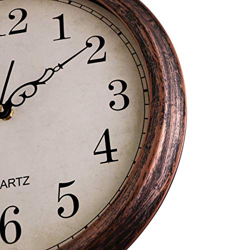Lumuasky 13 inch Large Silent Non-Ticking Round Classic Clock Retro Quartz Decorative Battery Operated Wall Clock for Living Room Kitchen Home Office (Bronze)