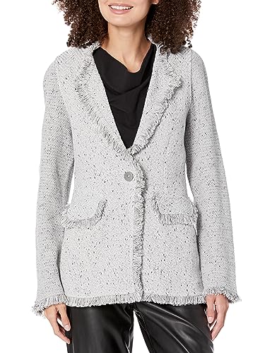 NIC+ZOE Women's Fringe Mix Knit Blazer, Reflection