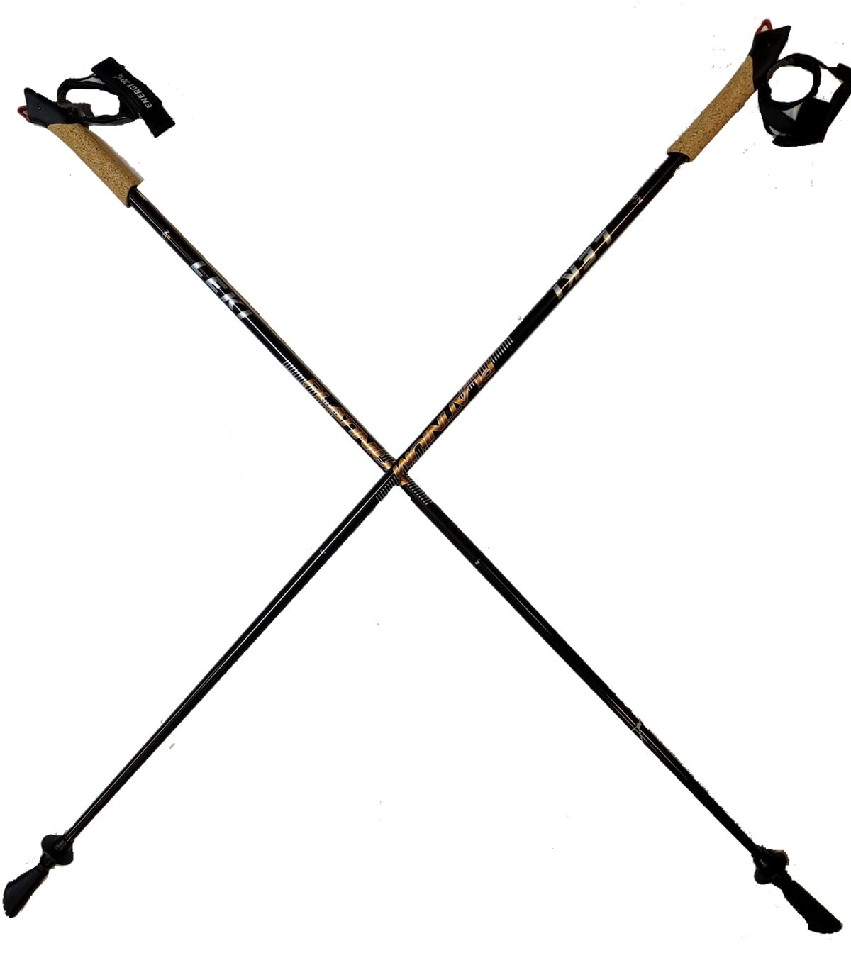 LEKI Nordic Walking Platinium Carbon Series Fixed Length Walking Poles 115cm Brown