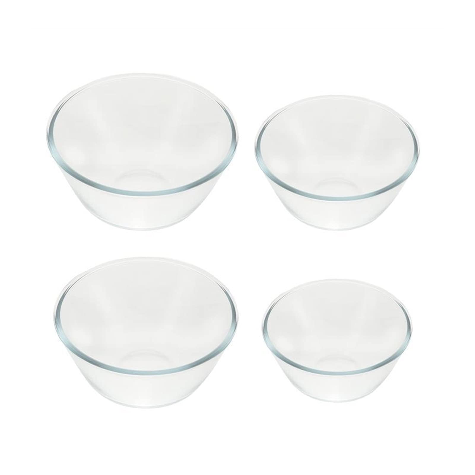 Miska do serwowania szklane miski 4 szt. przezroczyste szkło owoce miski do sałatek do jajek miski do bicia jajek mąka miska do pieczenia do mieszania (500 ml + 800 ml + 1050 ml + 1600 ml) miska do sałatki na zupę na ramen miska