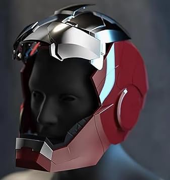 Iron Man MK5 Silver Electric Cosplay Helmet, Voice, Touch & Remote | Dual color LED eyes, synchronized sound effects, and sectional or full opening modes create an immersive 1:1 display