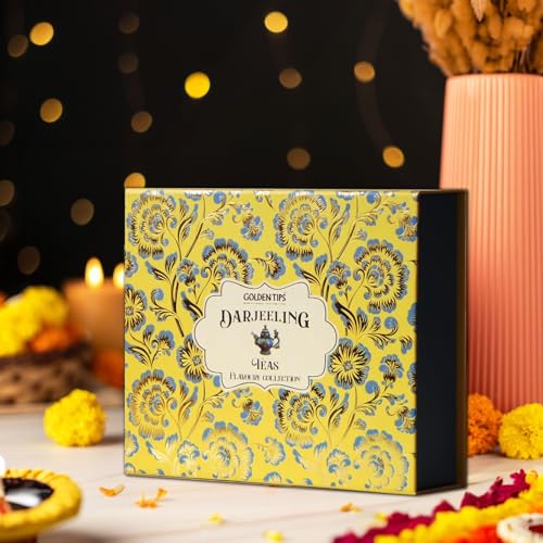 Image of Golden Tips Flavoury Collection Darjeeling Tea Gift Box, Premium Assortment of First Flush, Second Flush, Autumn Flush, Green, White & Oolong Teas in Elegant Tin, Ideal for Gifting & Special Occasions
