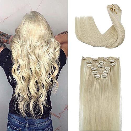 Human Hair Extensions Platium Blonde 8A Grade Brazilian Human Hair Extension 100% Human Silky Straight Hair For Fashion Women (60 20inch 70g)