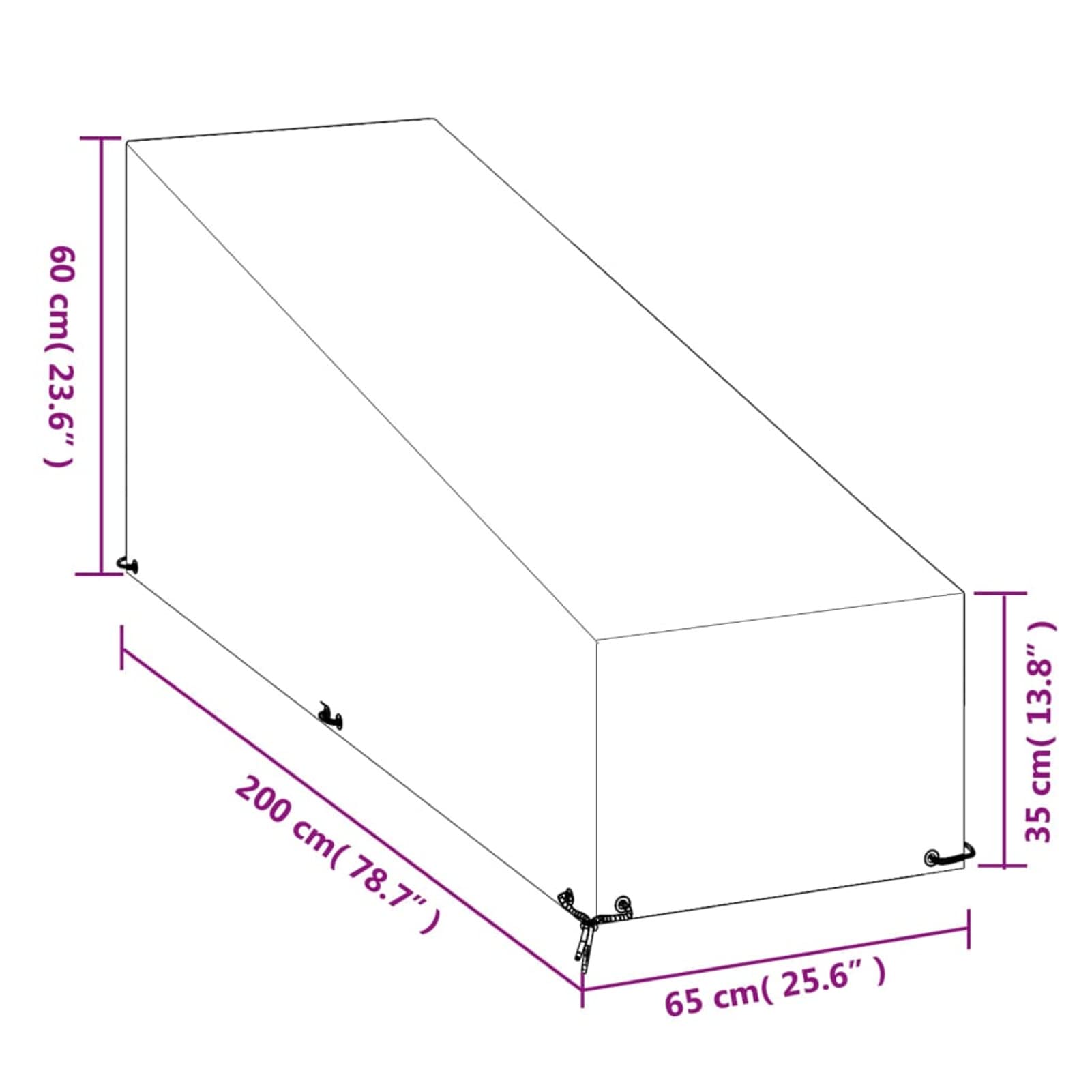 Homgoday Coperture per lettini prendisole, 2 pezzi, 200 x 65 x 35/60 cm, sdraio da giardino, per balcone, giardino, terrazza