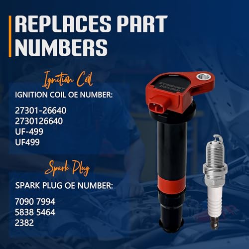 Image of STANDOUT UF499 Ignition Coil Pack & 7090 Iridium Spark Plug Set of 4 | Compatible with 2006-2011 Hyundai Accent 1.6L, 2006-2011 Kia Rio & Rio5 1.6L, 2006-2010 Dodge Attitude 1.6L