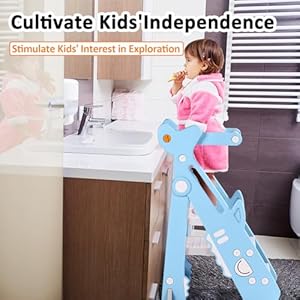 Toddler Kitchen Stool Helper Toddler Stool for Kitchen Foldable Toddler Standing Tower Adjustable Height Toddler Step Stool