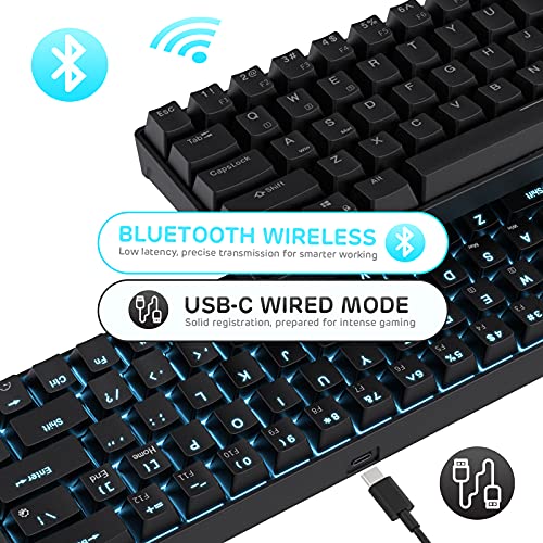 Image of RK ROYAL KLUDGE RK68 Hot-Swappable 65% Wireless Mechanical Keyboard, 60% 68 Keys Compact Bluetooth Gaming Keyboard with Stand-Alone Arrow /Control Keys, Quiet Red Switch, Black