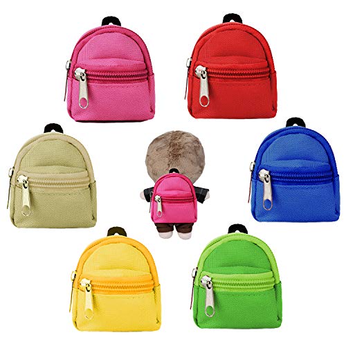 Bageek 6 Stück Puppen Rucksack, Puppenzubehör Spielzeug Puppenrucksack Schöne Puppentasche Reißverschluss Multicolor Puppen Mini Rucksack Spielzeug für Kinder Geschenke BJD 18 Zoll Puppen