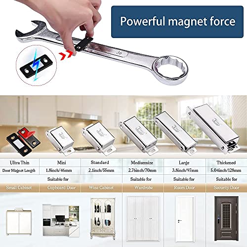 Image of Boniry Magnetic Door Catch,Ultra Thin Cabinet Magnetic Catch with Strong Adhesive Sticker & Screws, Slim Drawer Magnets Locks Furniture Safety Latches (Black, 4)