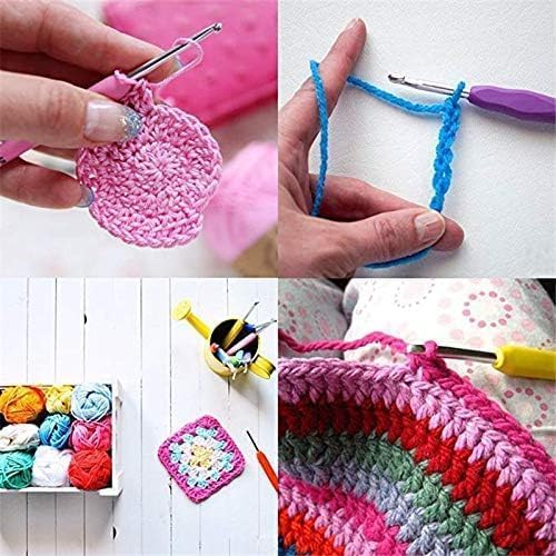 Image of VIRADHAM 53-Piece Crochet Hook Set with Ergonomic Soft Grip Handles, Knitting & Crochet Accessories Kit, Includes Stitch Markers, Yarn Needles, Row Counters, Measuring Tape & Storage Case (53 Pcs Multi-Colour)