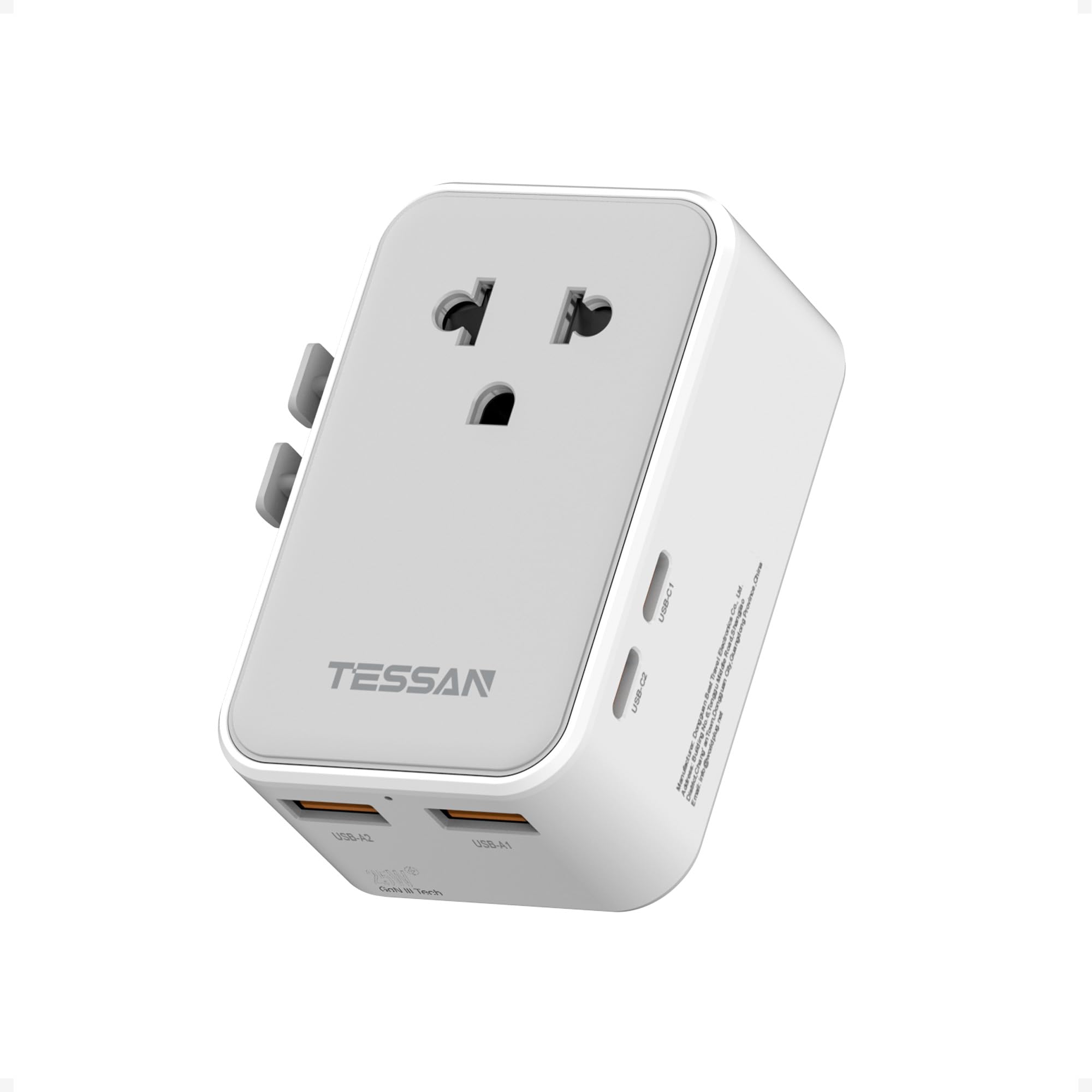 海外 変換プラグ 全世界対応 TESSAN 超薄型海外旅行用コンセント C BF O Aタイプ対応 4USB(2USB-C)付き PD25W急速充電 国際電源変換アダプター マルチ変換プラグ 韓国/ヨーロッパ/オーストラリア/イギリス/アメリカ/中国 旅行用便利グッズ コンパクト 変換器