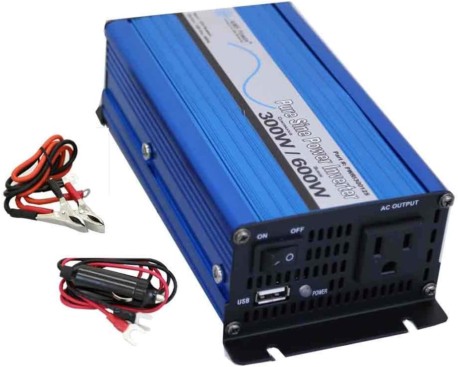 AIMS Power300 Watt 24V Pure Sine Car Power Inverter with Cables & USB Port