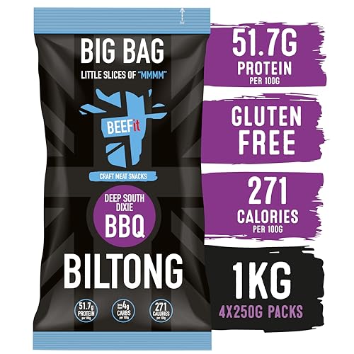 BEEFit Biltong Beef Jerky | BBQ | 4x250g | High Protein | Gluten Free | Keto Friendly