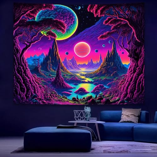 Tenture galaxie lune solution décoration murale originale pour masquer mur blanc - 3
