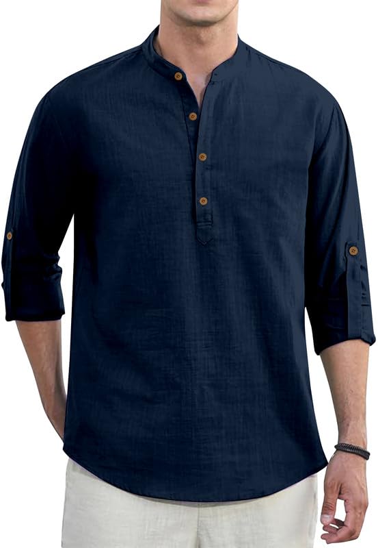 clothing veda Men's Kurta Shirt | Short Kurta for Mens in Cotton Blend Fabric | Casual Full Sleeve Ethnic Wear with Mandarin Collar-picture-11