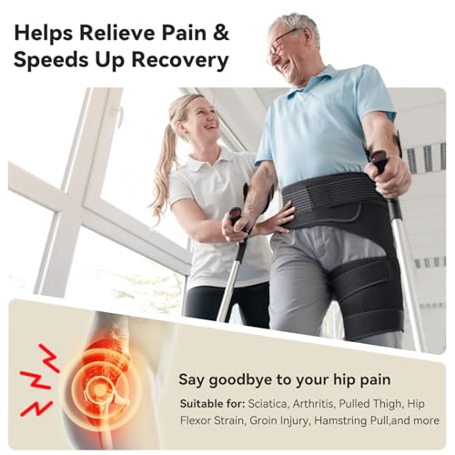 hip brace for women amp men sciatica pain relief devices adjustable compression wrap support for arthritis pulled thigh hip fler strain groin injury hamstring pull black left