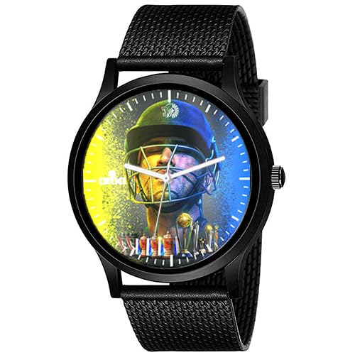 AROA Watch New Watch for Trophies of MS Dhoni Model : 966 Black Metal Type Analog Black Strap Watch Blue Dial for Men Stylish Watch for Boys- (B0CG9YS3X7) Amazon Price History, Amazon Price Tracker