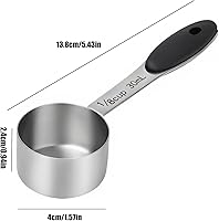 Vista 2 de Cuchara de café de 18 taza de 1.0 fl oz, taza medidora de café de acero inoxidable, cucharada de medición con mango cómodo, para café en grano