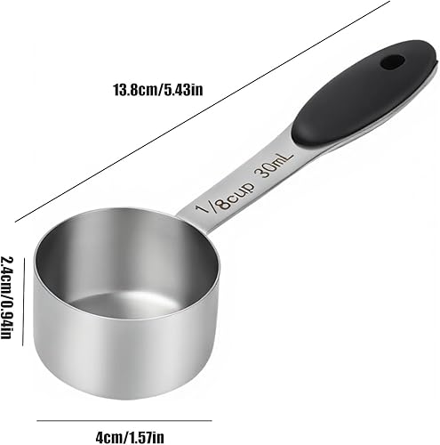 Miniatura 2 de Cuchara de café de 18 taza de 1.0 fl oz, taza medidora de café de acero inoxidable, cucharada de medición con mango cómodo, para café en grano,