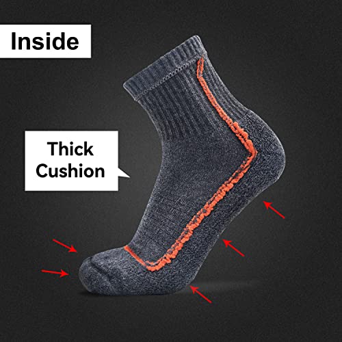 Socks Daze Men's Quarter Merino Wool Running Hiking Socks Winter Women's Super Soft Warm Comfy Thick Cushioned Boots Socks For Hiker Outdoor Sport, Large, 4 Pairs Dark Grey #TOP2