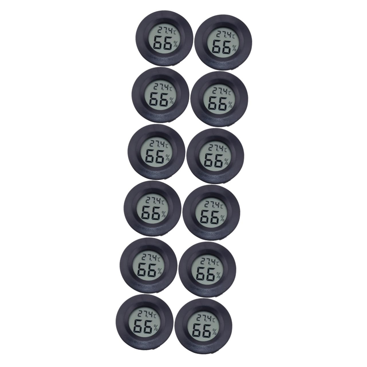 Sosoport 12piezas Higrómetro Digital De Temperatura y Humedad Para Reptiles Medidor Electrónico De Humedad Acrílico Para Terrarios y Uso Hogar De Negro