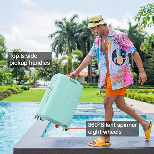 Image of Nasher Miles Krabi Expander Hard-Sided Polypropylene Luggage Set of 2 | 55cm & 65cm | 8 Wheels Small & Medium Trolley Bag for Travel | Suitcase (Cool Mint)