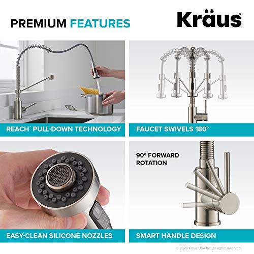 Kraus KPF-1610SFACBMB Bolden Commercial Style 2-Function Single Handle Pull Down Kitchen Faucet In Spot-Free Antique Champagne Bronze/Matte Black thumb #7