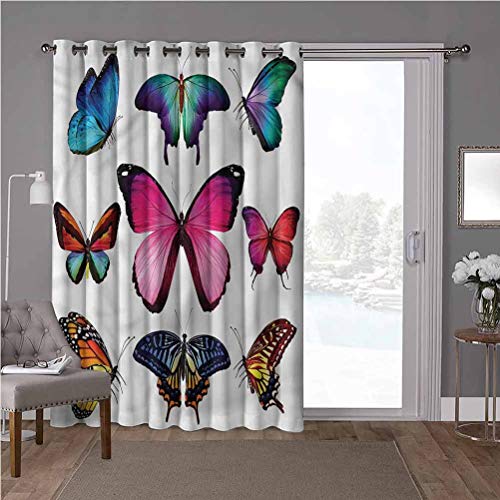 YUAZHOQI cortinas aisladas de reducción de ruido, mariposa, diseño de insectos de varios tamaños, W100 x L96 pulgadas persianas verticales para puerta de honda (1 panel)