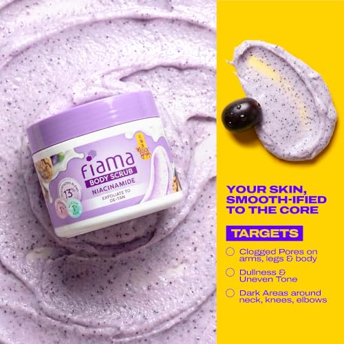 Image of Fiama Detan Body Scrub 200g, 1% Niacinamide + 1% Salicylic Acid, Chemical + Physical Exfoliation, 13% Resurfacing Blend, Sun-Tan Removal & Instant Brightness, Gourmet Fragrance