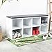 Produktbild Spetebo Schuhbank in weiß mit 10 Fächern und Sitzkissen in grau - 103 x 29 cm - Schuhregal mit gepolsterter Sitzfläche - Schuhschrank Schuhablage Sitzbank mit Sitzfläche