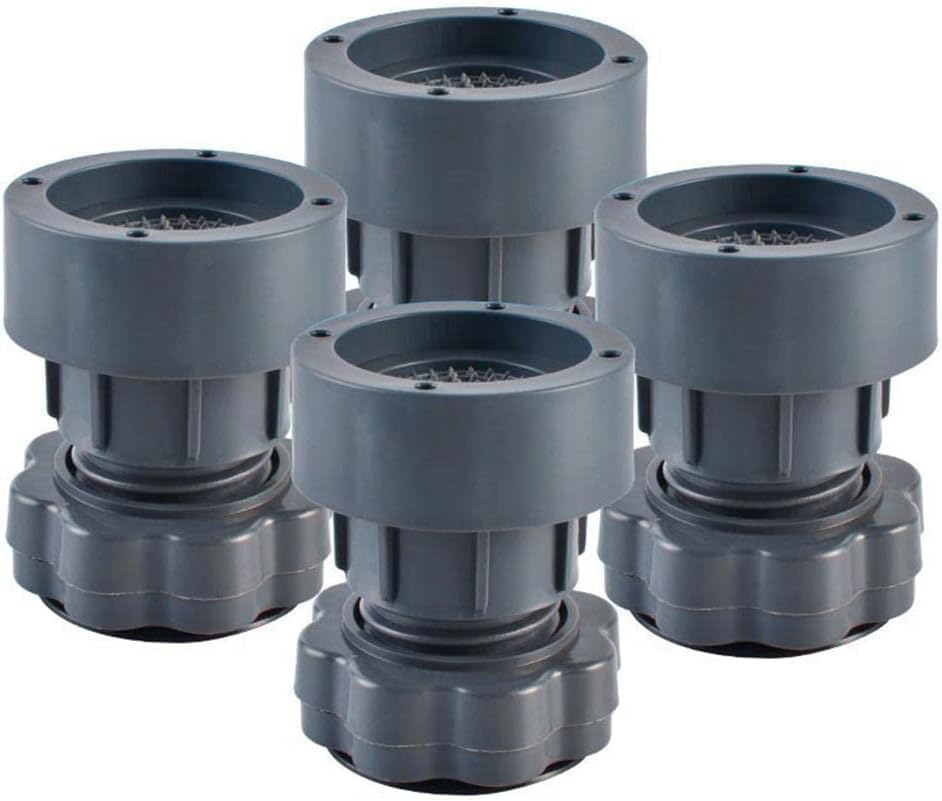 Image of Furniture Leg Risers, Heavy Duty Gray Plastic Adjustable Bed Lifts, Set of 4 Elevators for Tables and Chairs Whit Anti Vibration Pads for Washing Machine Stand Foot 4 pic Laundry pods Free