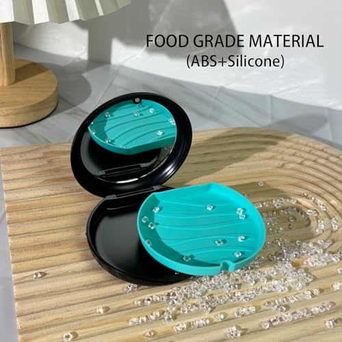Maoerdental 2 Pack Aligner Case with Mirror,Convenient Retainer Case for Invisalign Aligners, Night Guards, and Mouth Guards (1PC Black Cyan+1PC Black Purple) — view 3