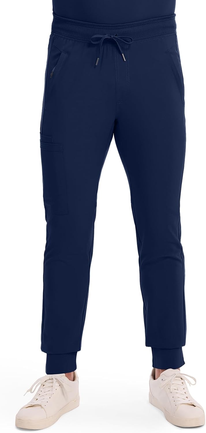 Cherokee Mens Mid Rise Jogger Scrub Pants with Zipper Cargo Pocket 360 Stretch Moisture Wicking PROTX2 Fabric - CK004A