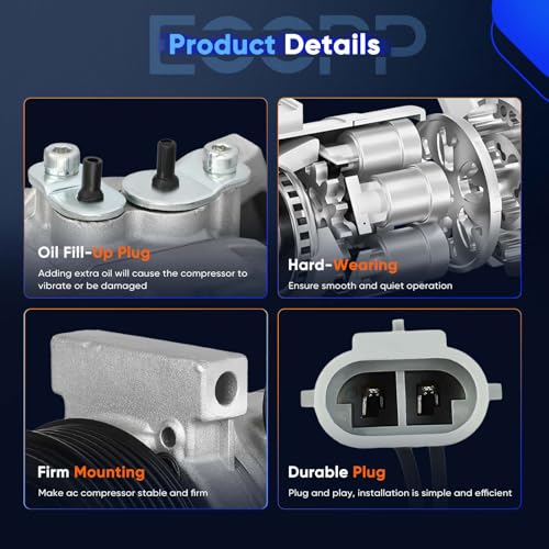 Image of ECCPP A /C Compressor with Clutch 2000-2005 for Cadillac DeVille 4.6L 2012-2013 for GMC Sierra 1500 2500 3500 AC Compressor