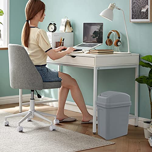 Image of Cand 4 Pack 7 Liter Swing Top Trash Can, 1.8 Gallon Plastic Garbage Can, Gray Dustbin