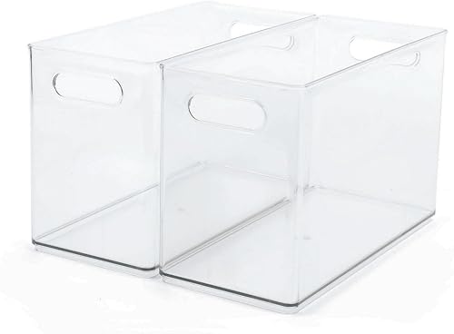 Contenedores de plástico transparente para organización de despensa y almacenamiento de alimentos, contenedores organizadores apilables para