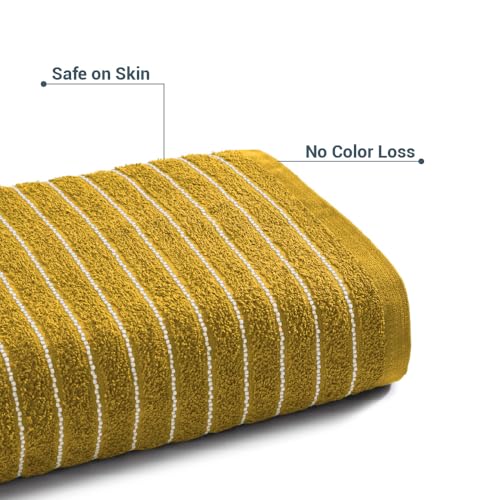 Image of Welspun 100% Cotton Towels for Bath | Towels for Bath Large Size | Bath Towel - Soft & Absorbent | 450 GSM | 1 Piece Bath Towel for Men /Women | 70 cms x 150 cms - Yellow