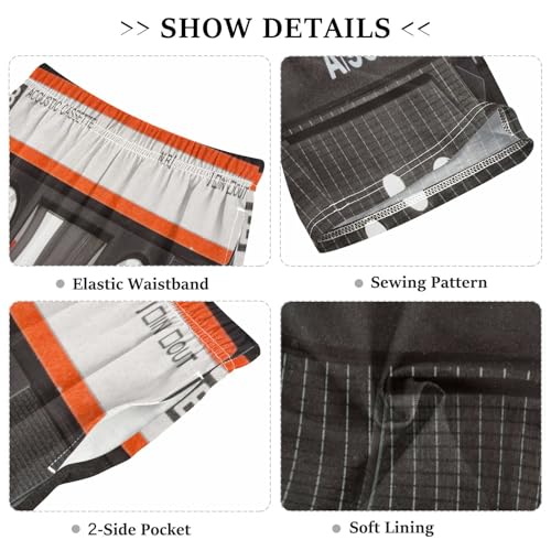 ALAZA Old Cassette Tape Music Pajama Shorts Sleep Shorts Pant Lounge Pajama Bottoms Elastic Waist with Pockets3