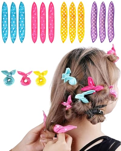 TPZORJX bigoudis cheveux,12 pcs Bigoudis en mousse sans chaleur pour cheveux longs et moyens, Rouleaux en éponge douce pour dormir Pour enfants et femmes, Outils de coiffure pour enfants