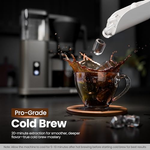 Image of Kismile 8 Cup Drip Coffee Maker Machine, Pour Over Coffee Brew with 3s Instant Heat 197-205℉, Removable Water Tank, Adjustable Flow Control, Deep Cold Brew & Keep Warm 40 Min, Easy to Clean(Gray)