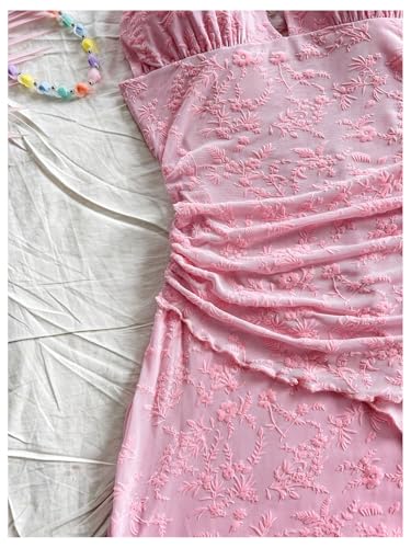 Verdusa Women's Vintage Leopard Print Layered Halter Dress Floral Asymmetrical Ruched Backless Mini Dress4