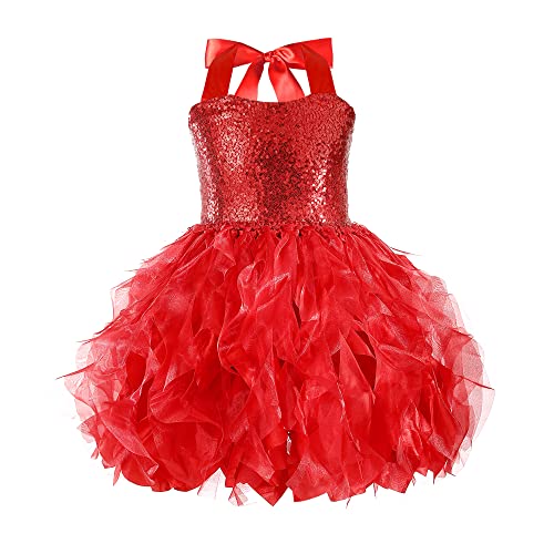 Red Tutu Dress for Girls Sparkly Sequin Tulle Princess...