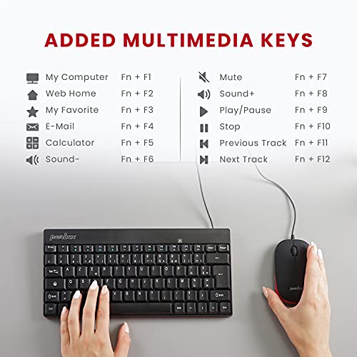 Perixx PERIDUO-212 Wired Mini Keyboard and Mouse Set, USB Connection, Black, US English Layout by Perixx - Image 3