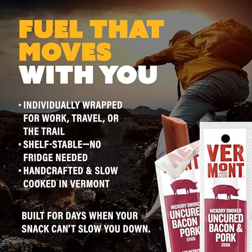Vermont Smoke & Cure - Hickory Smoked Uncured Bacon Pork Sticks - Meat Protein Snack - Portable Healthier Meat Snack for Adults & Kids - 1oz Protein Snack - 24 Count - image 6