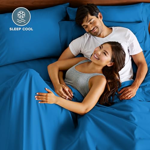 Image of Bare Home Microfiber Bulk Pillow Cases - King Set of 4 - Cooling Pillowcases - Double Brushed - Medium Blue Pillowcases 4 Pack - Easy Care (King - 4 Pack, Medium Blue)