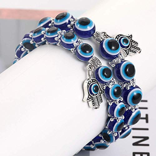 Pulsera elástica con charm ojo turco azul para hombre y mujer miniatura 6