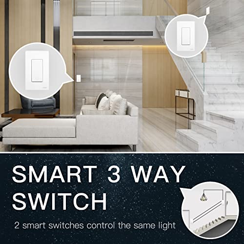 Moes 3 Way Smart Light Switch, 2Nd Generation 2.4Ghz Wifi Smart Wall Switches, Netural Wire Required, Works With Alexa And Google Home, Smart Life App Remote Control, No Hub Required White 4 Pack #TOP6