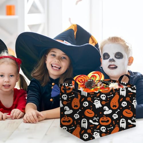 Image of Halloween Ghost thriller basket,Empty Halloween basket,Horror and thriller decor,Trick or Treat Box for Boys and Girls,Horror decor(Cute pumpkin)