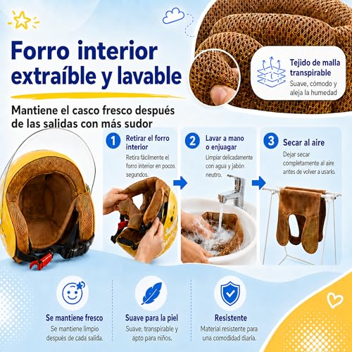 Casco Jet con visera para niños desmontable y lavable 4